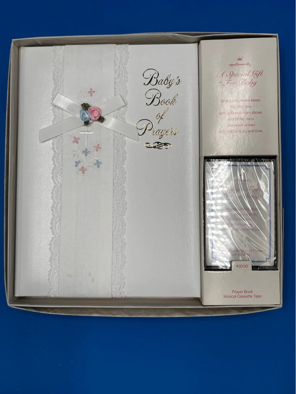 Baby's Book of Prayers Keepsake Set - Hallmark - White with Pink & Blue Accents